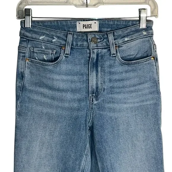 Paige Cindy Distressed Skinny Jeans Light Wash Stretch Denim Size 25 - Picture 2 of 7